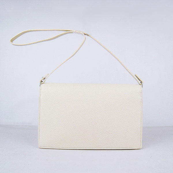 7A Hermes Togo Leather Messenger Bag Off-White With Silver Hardware H021 Replica
